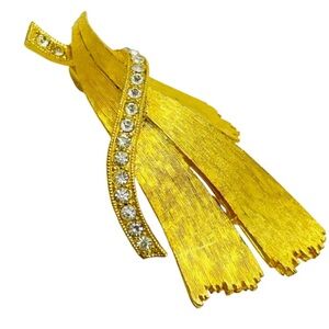 Vintage JJ signed gold tone rhinestone designer brooch